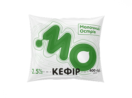 Кефір Молочний Острів з масовою часткою жиру 2,5% (пакет) 400 гр